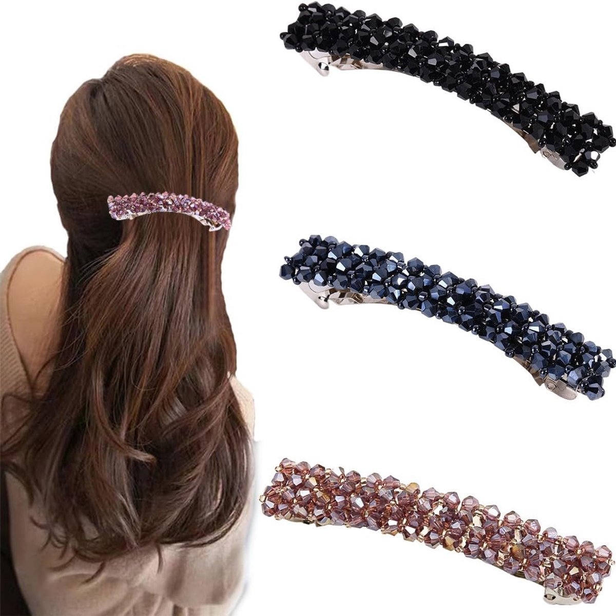 Haarspeldjes set 3 stuks - vierkante acryl haarspelden - vintage stijl - perfect voor lang haar - ShopVlot