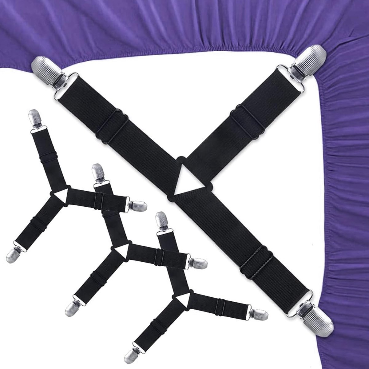 Matrascover clips 4 stuks - Verstelbare bedlakens banden - Hoekhouders voor matras en kussens - ShopVlot