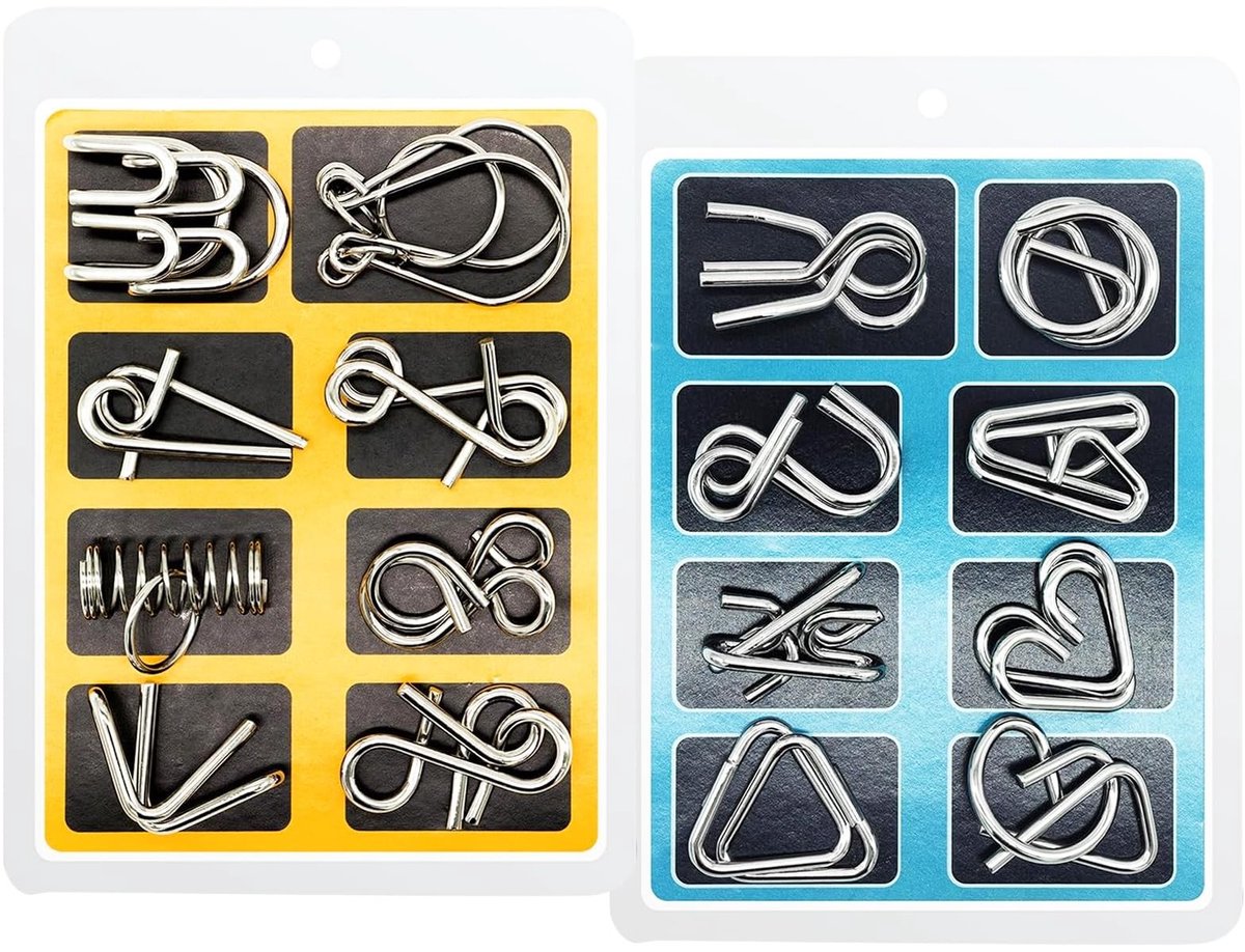 Solidchoice - Set van 16 Metaal Puzzels voor Breintraining
