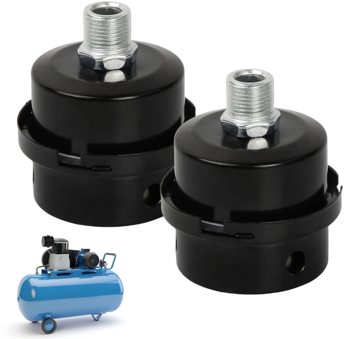 Solidchoice - Set van 2 Compressorfilter Geluiddempers met 3/8 Inch Draad