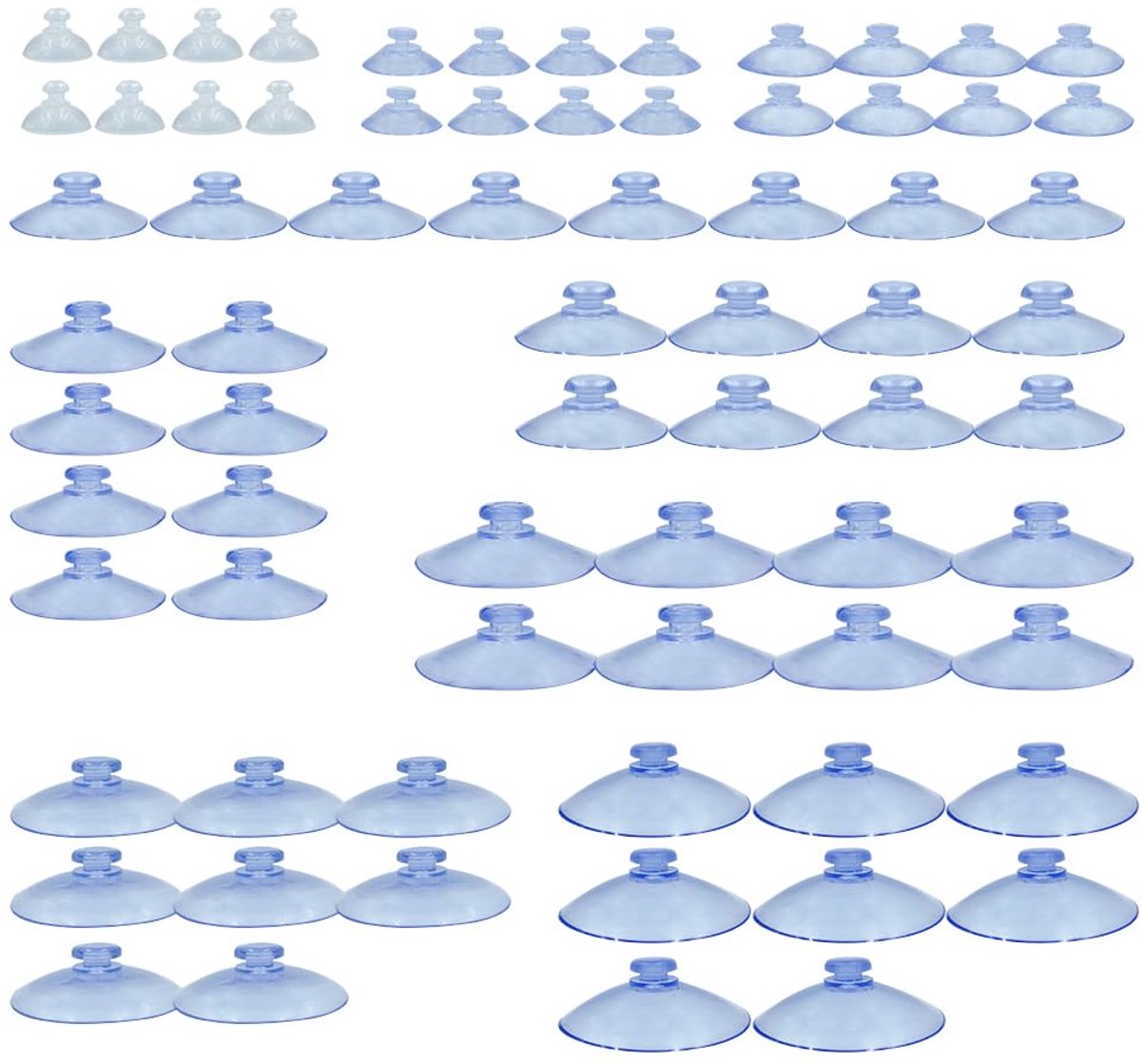 Suction cups 72Pcs - sterke PVC - 9 maten - ideaal voor ramen en tegels - ShopVlot