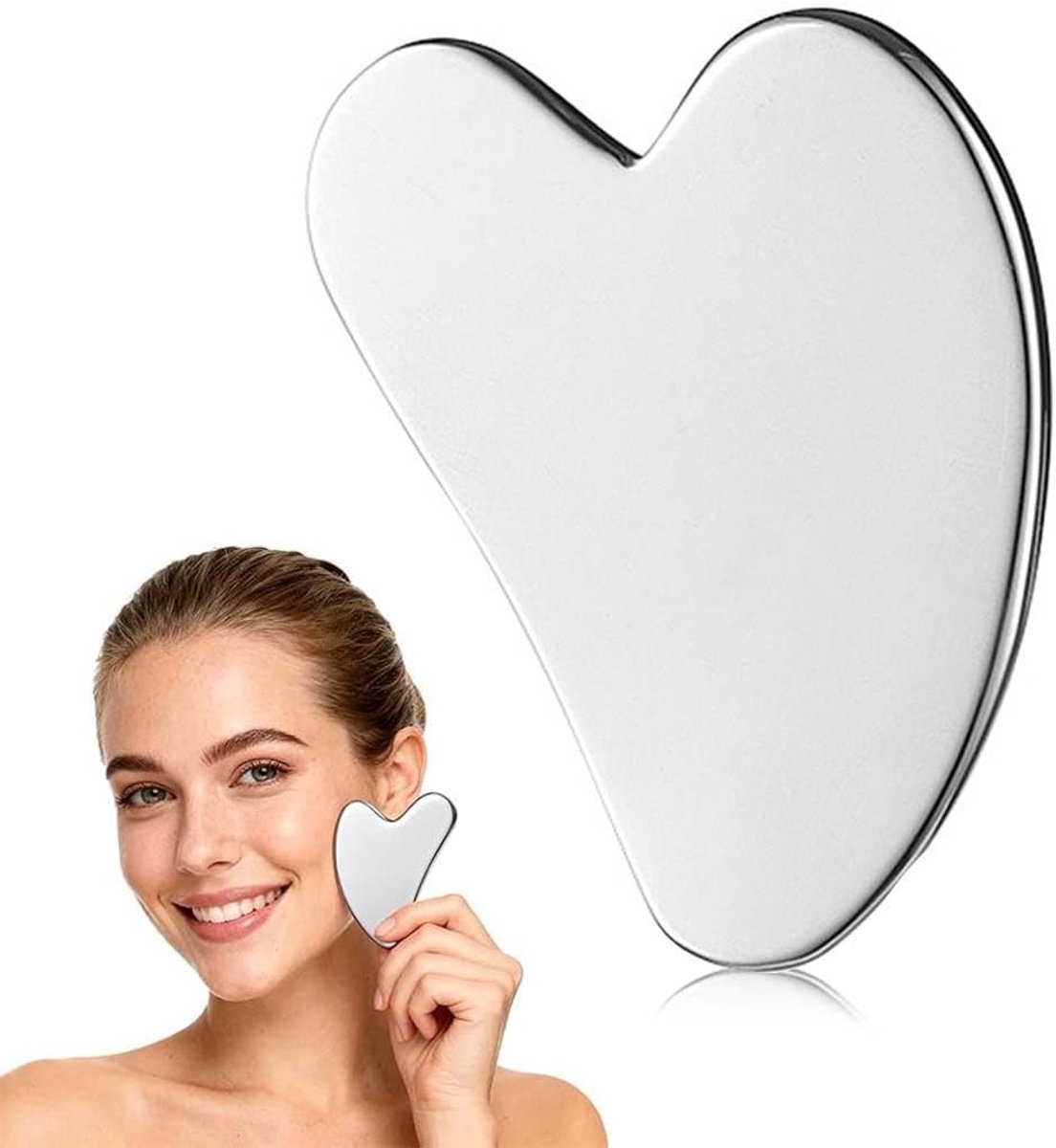 Gua Sha-bord van roestvrij staal voor gezichtsmassage, anti-veroudering, ontspanning en huidverzorging, 0,4 cm dik
