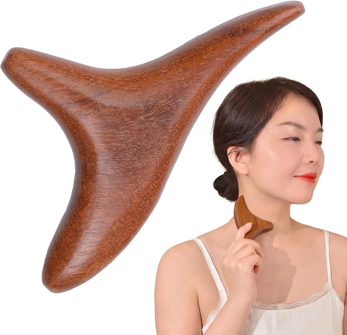Driehoekig sandelhouten massagegereedschap voor Guasha en triggerpointmassage, ideaal voor rug, nek, schouders, handen en voeten, diepe weefselverlichting en ontspanning
