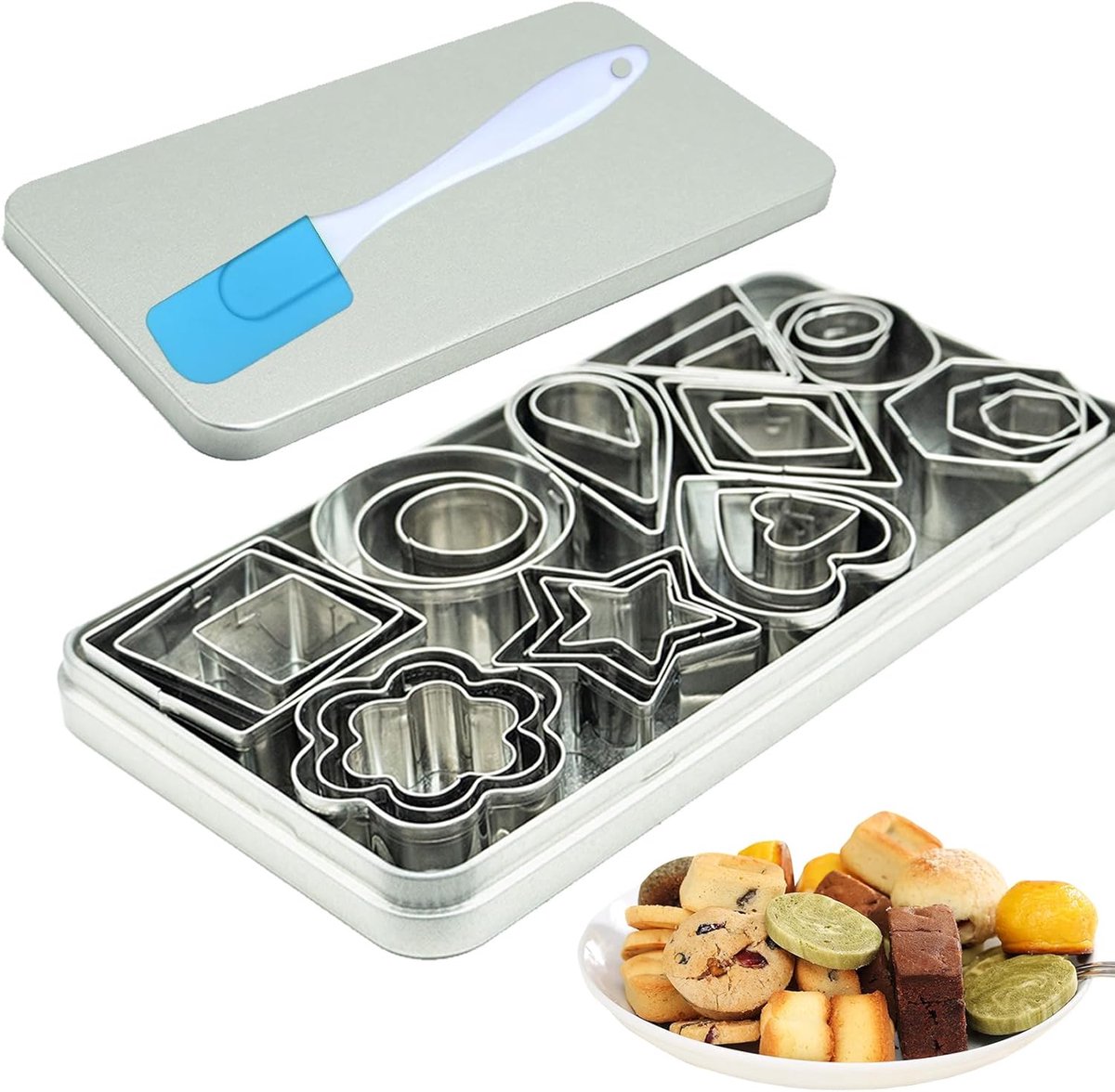 Mini Cutter Set - 30 Kleine Vormen voor Het Snijden van Deeg en Fruit - RVS - Creëer Mooie Gebakjes - ShopVlot