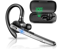 New Bee Bluetooth Headset - V5.1 Wireless Hands-Free Headset with 72 Hours Playtime and CVC 8.0 Dual ENC Noise Cancelling Microphone - Bluetooth Earbuds with Charging Case for iPhone - Android - Laptop