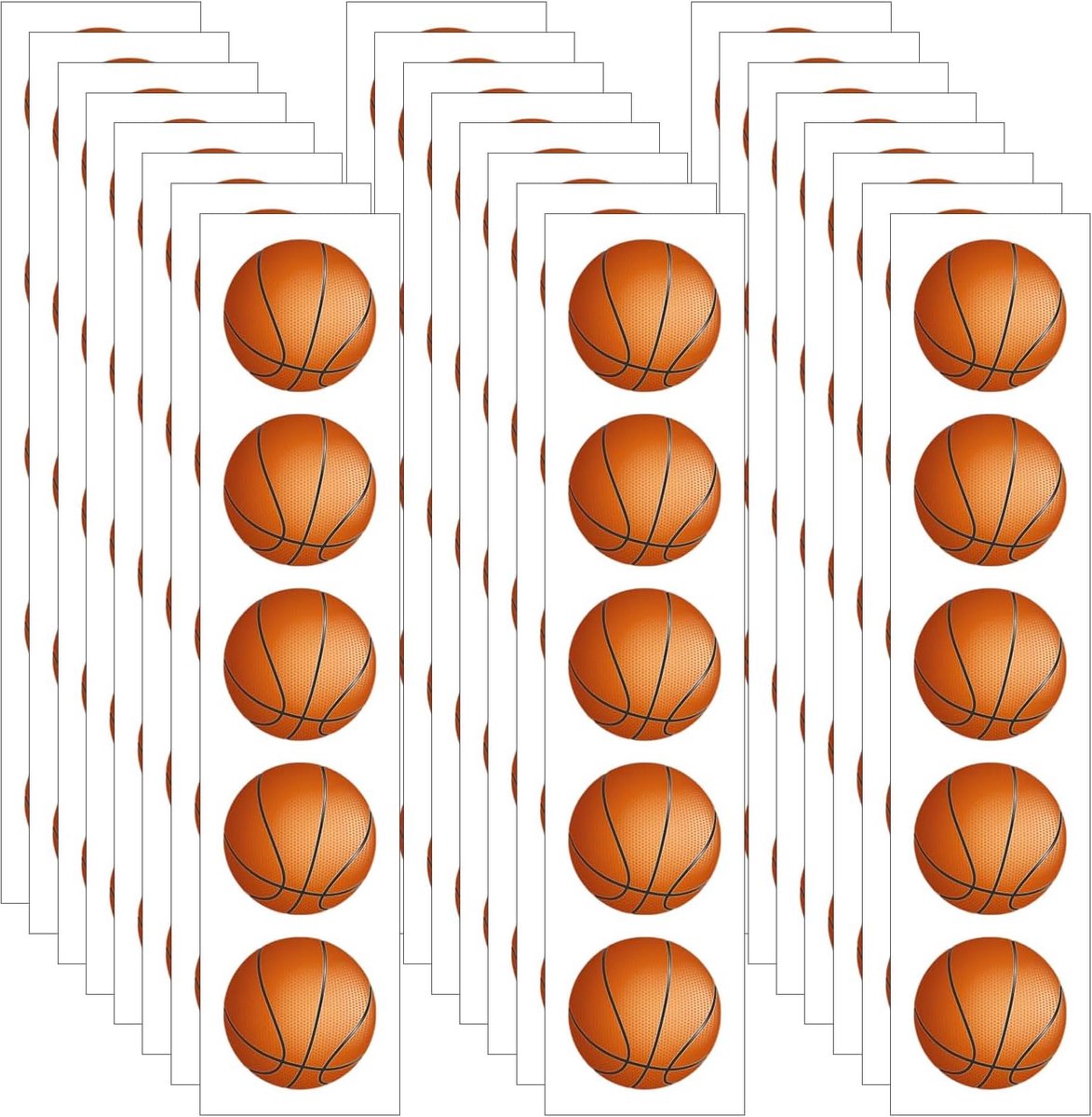 Vinyl stickers basketbal 120 stuks - waterbestendig - kleurrijke sportbal etiketten - perfect voor traktaties - ShopVlot