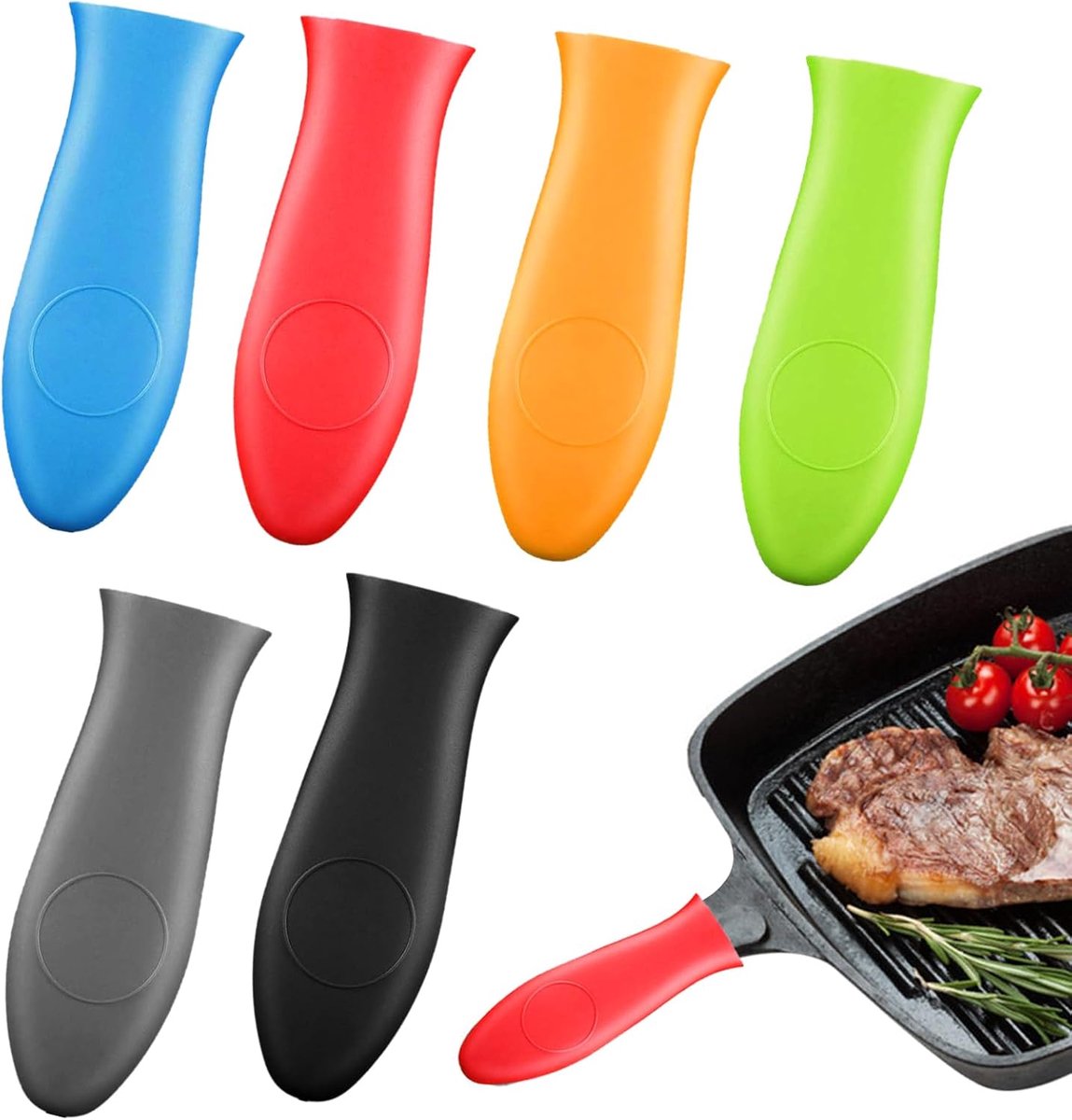 Silicone Hot Handle Holder 6-delig - Hittebestendig Siliconen - Bescherming voor Koekenpannen - Veilig koken - ShopVlot