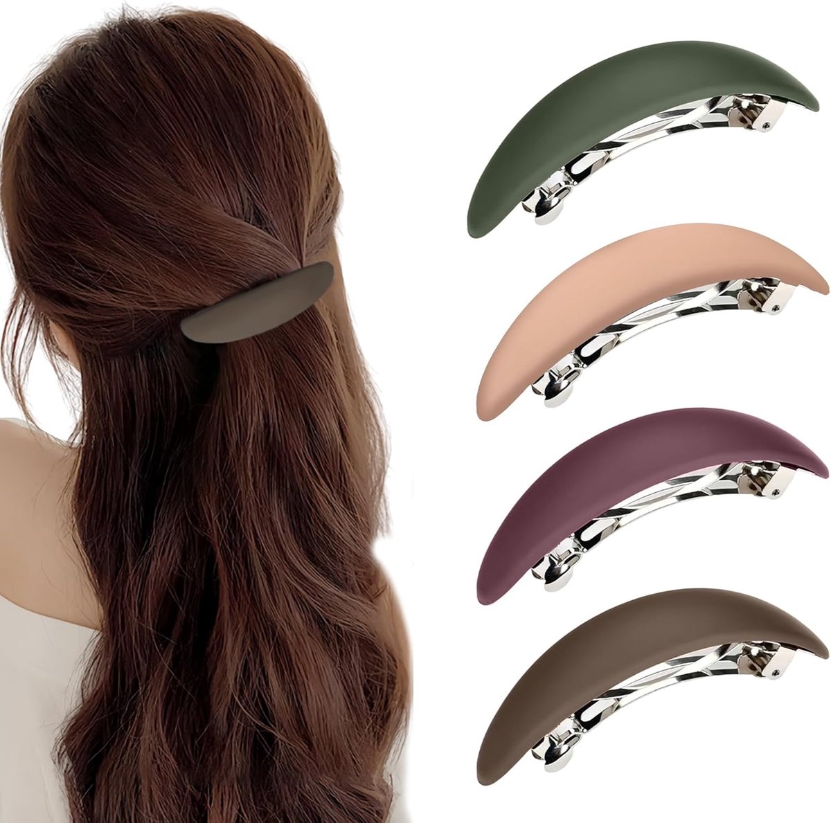 Haarspeldjes set van 4 - matte metalen clips - retro acryl design - perfect voor dik haar - ShopVlot