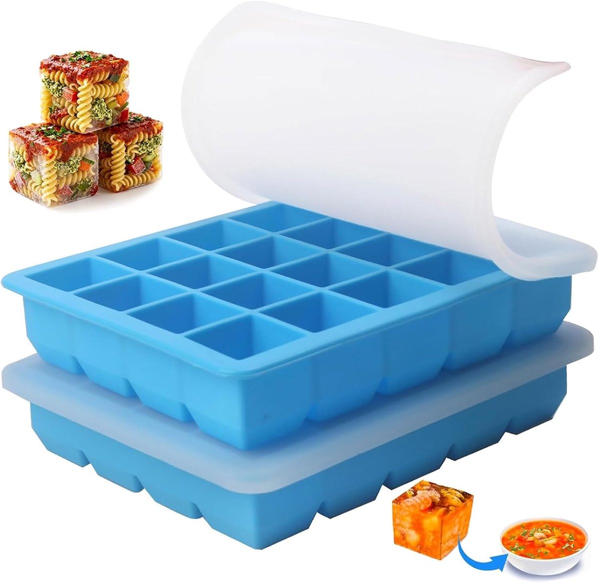 Silicone vriesvormen 2 stuks - blauw - voor het bewaren van kruiden en knoflook - ideale oplossing voor opslag - ShopVlot