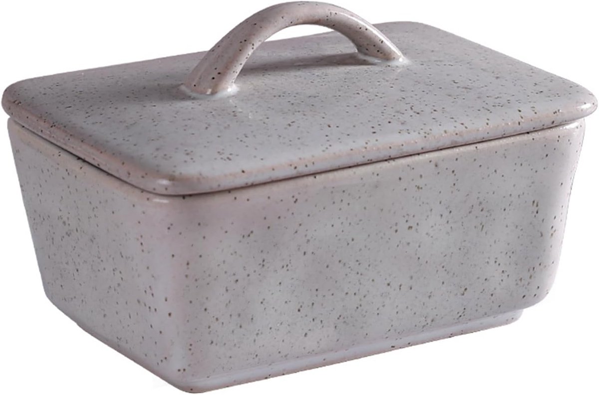 Botervloot 350ml - Grijs keramiek - Handgemaakt - Perfect voor koelkast en eettafel - ShopVlot