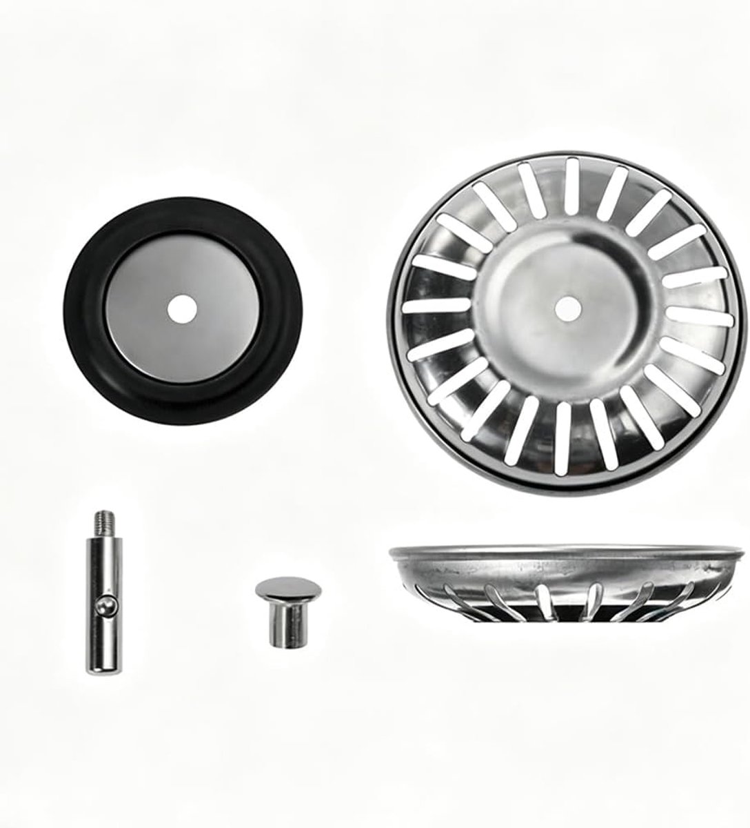 Set van 5 zeefjes 80 mm - verdikt roestvrij staal - universele afvoerzeef - perfect voor gootsteen - ShopVlot