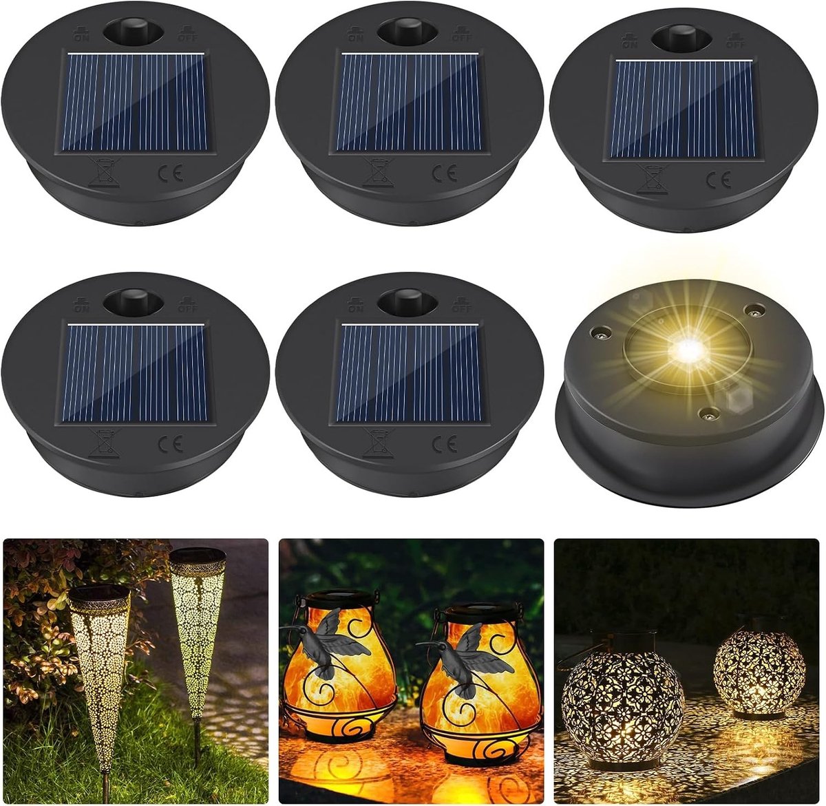 Reserveonderdelen voor Zonnelampen - Zwart - 7 cm - Zonnepaneel met LED - Voor Tuindecoratie