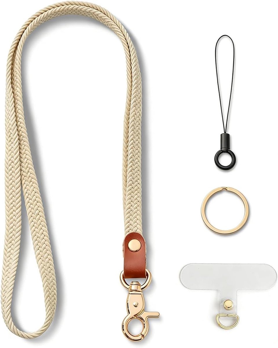 Neck Cord Sleutelhanger - Beige - Stijlvol en Duurzaam - Handenvrije Toegang voor Sleutels en Kaarten - ShopVlot