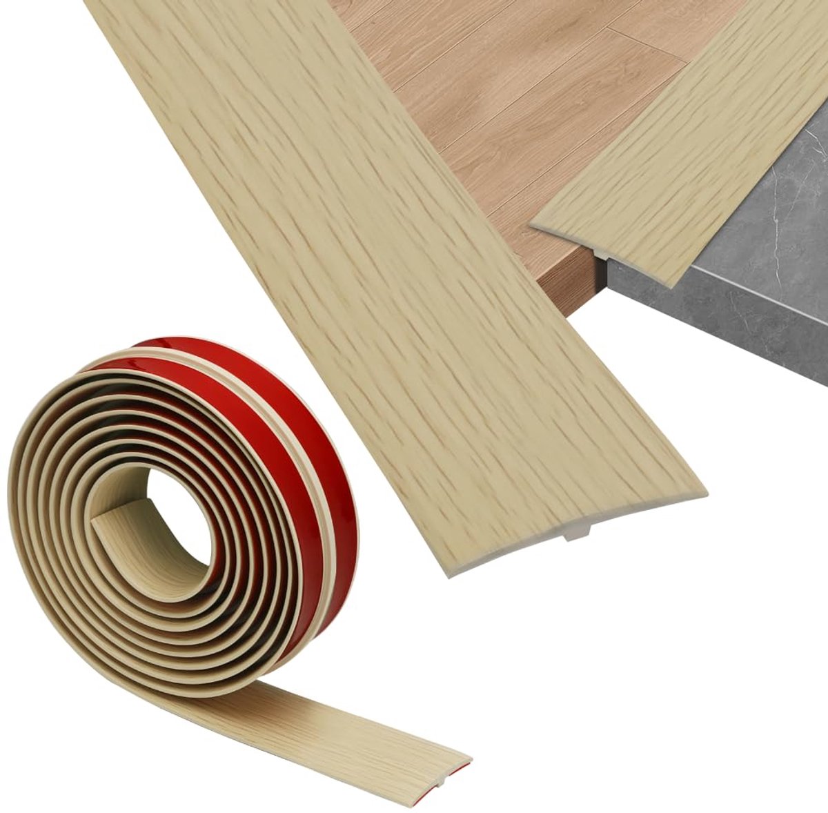 T-profiel overgangsprofiel 5 x 300 cm - PVC - zelfklevend - perfect voor vloerverbindingen - ShopVlot