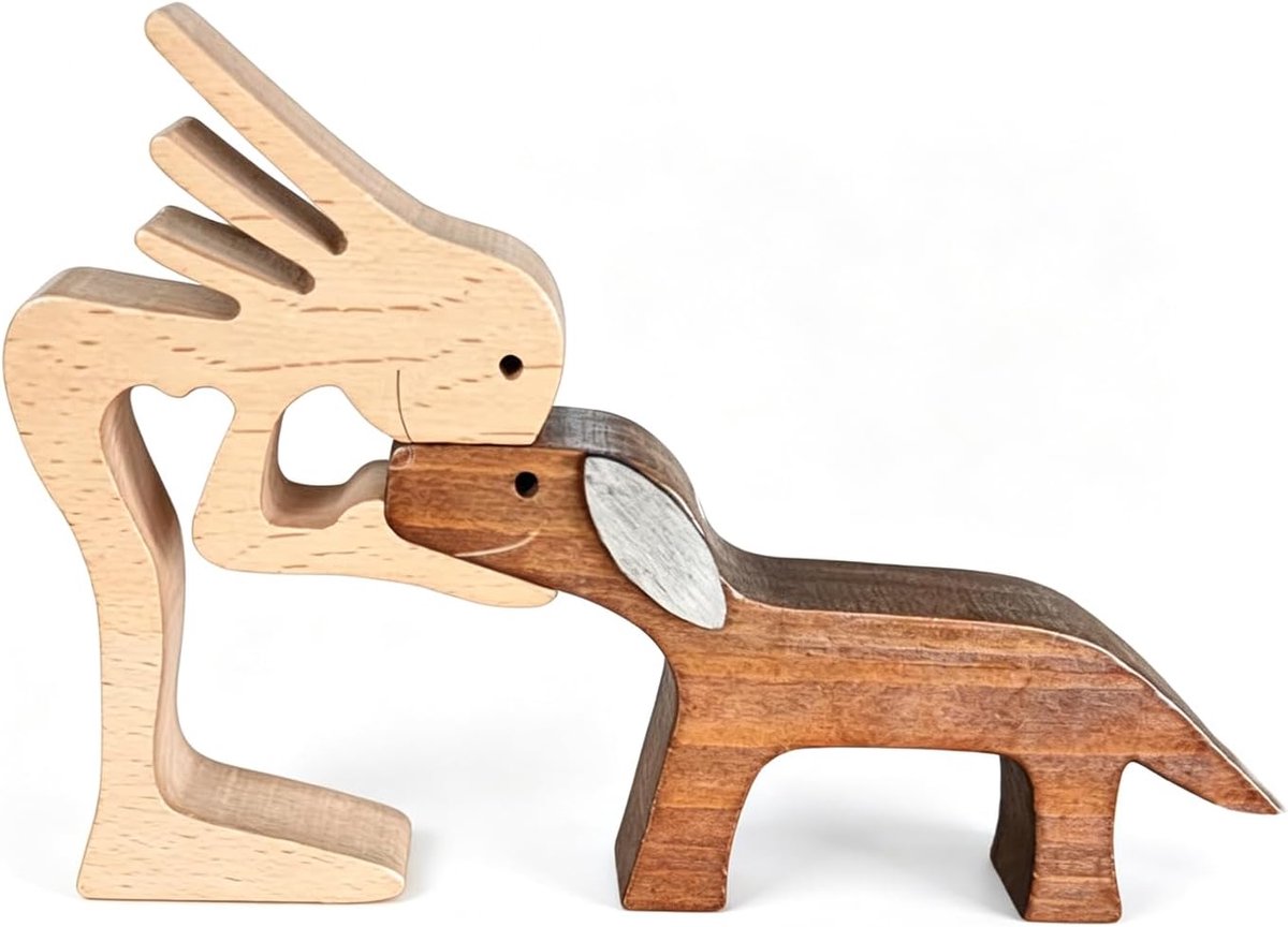 Houtsnijwerk Puppy Ornament - Handgemaakt - Decoratie voor thuis - Perfect cadeau voor dierenliefhebbers - ShopVlot