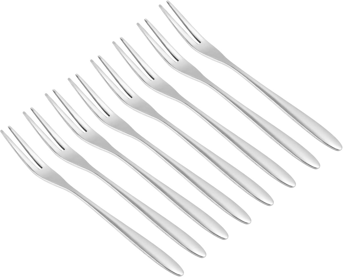 Set van 8 vorken - 13 cm - roestvrij staal - elegant bestek voor aperitief - ShopVlot