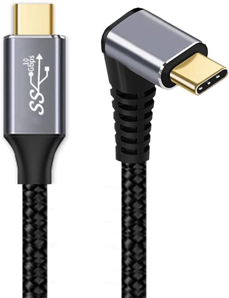Cablecc USB 3.1 Data Cable USB-C 90 Degree Up/Down to USB 3.1 10Gbps 100W for Portable Phone 50cm - ShopVlot