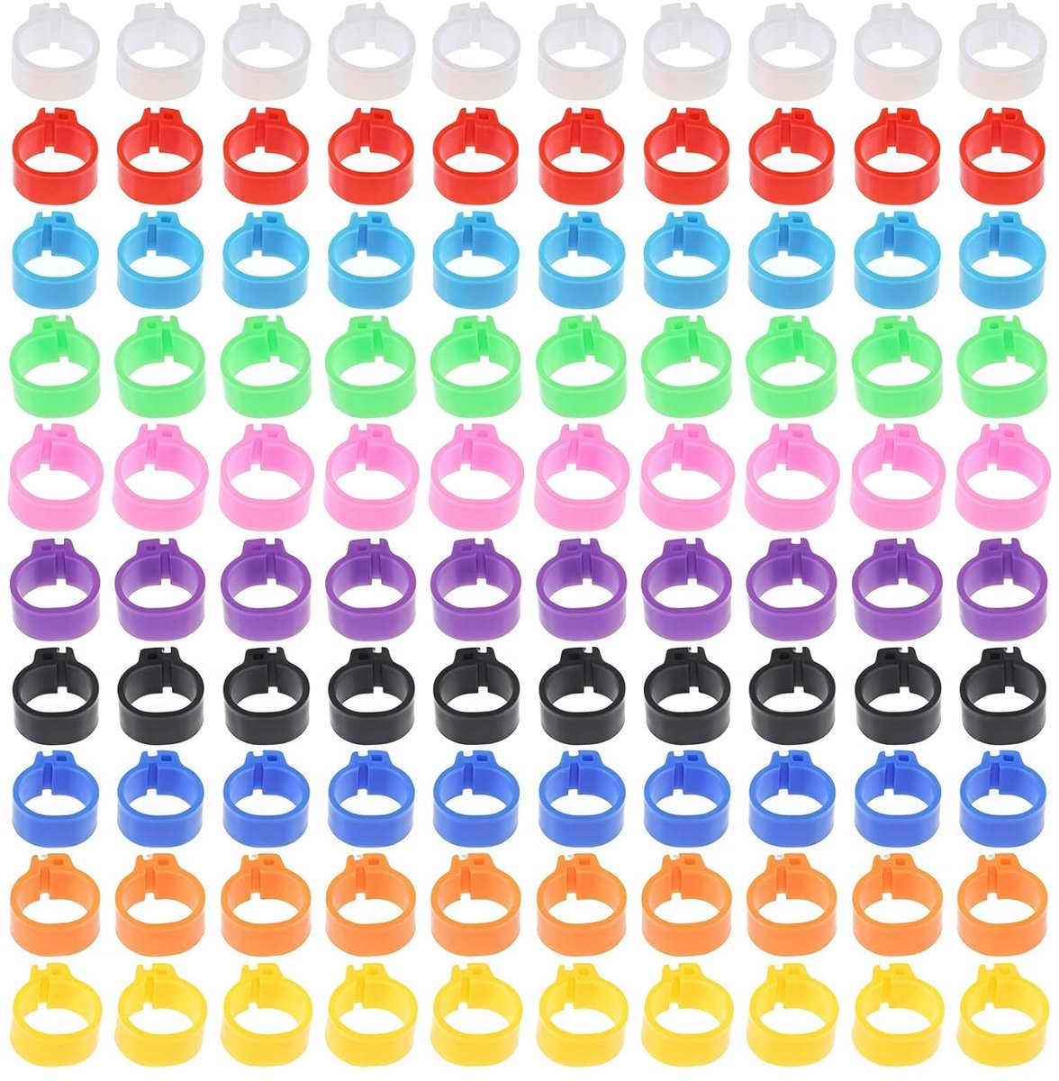 100 Pcs Chicken Rings, 10mm Poultry Foot Rings with Colorful Small Poultry Clamp Rings, Pigeon Accessories, Chicken - ShopVlot