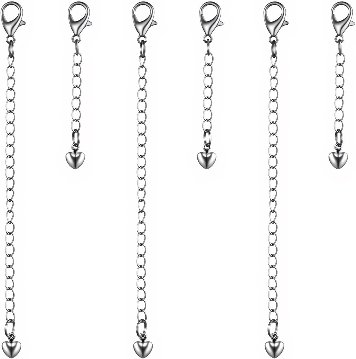 Ymapinc 6PCS Silver Chain Extender for Necklace/Bracelet, Adjustable Silver Extension Chain (3.74+5cm), Fadeless - ShopVlot