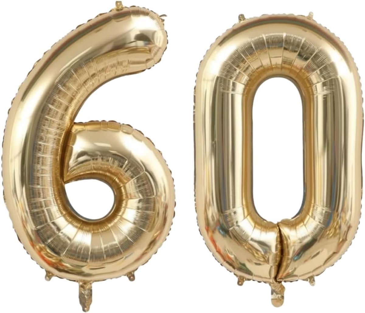 60th Birthday Balloon Decoration White Gold Birthday Decoration Foil Balloon Numbers 60th Birthday Decoration Woman - ShopVlot