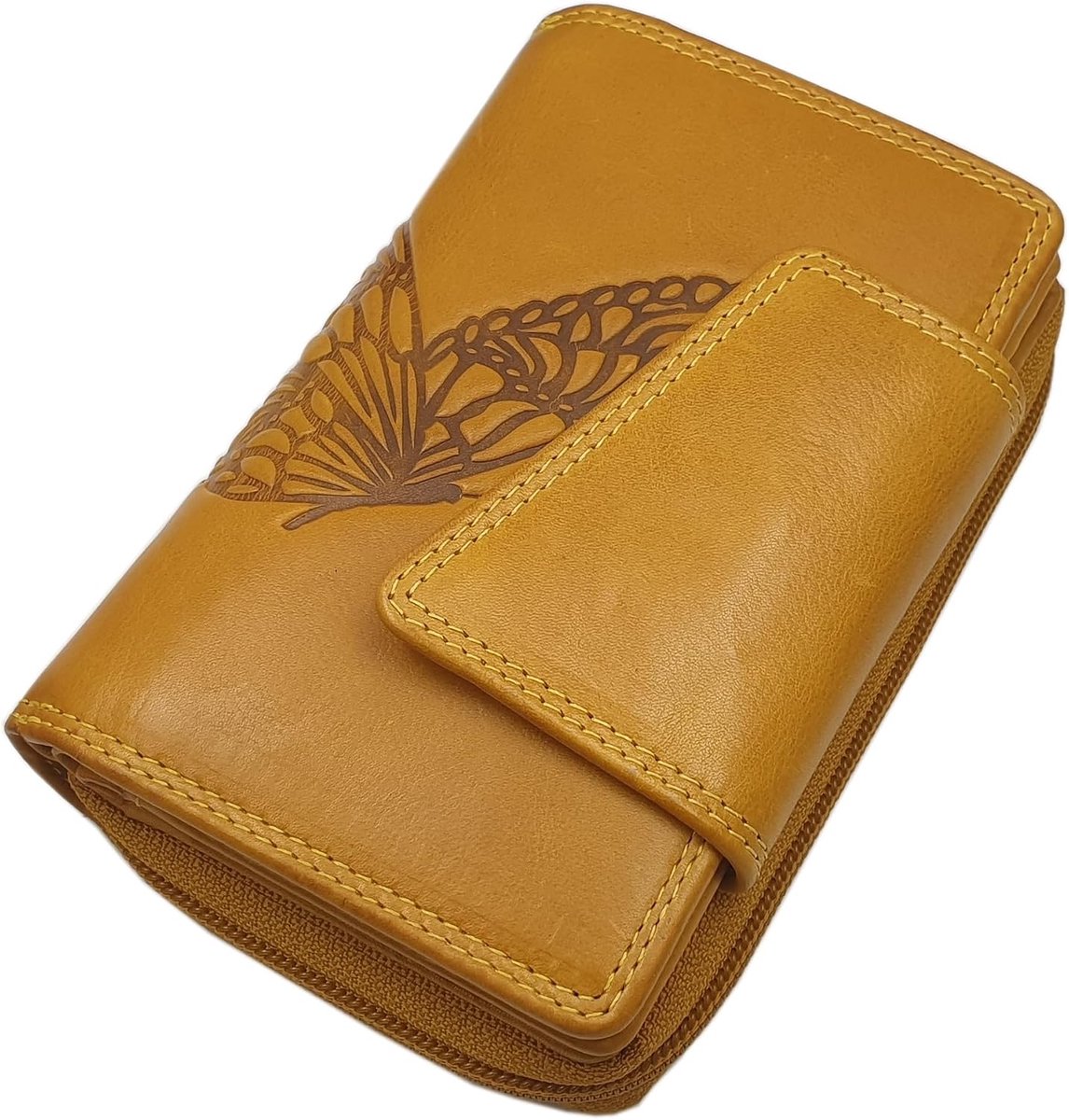Genuine cowhide leather women's wallet / wallet / wallet / wallet / wallet / wallet / wallet in portrait format with - ShopVlot