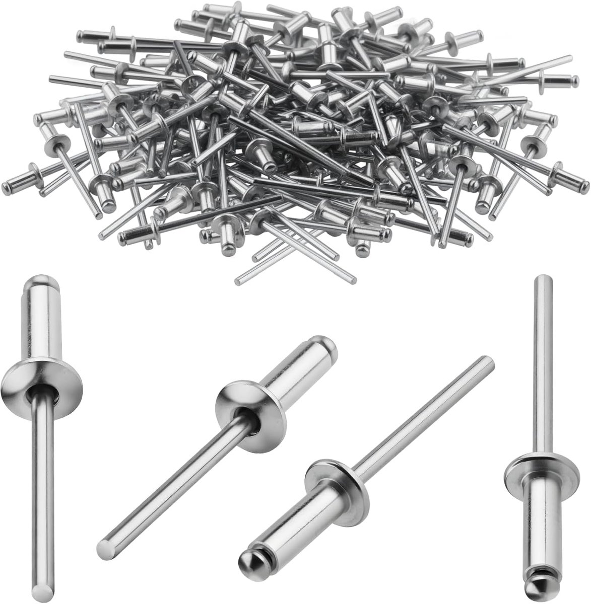 Blindklinknagels 4 x 12 mm - Aluminium met open einde - Duurzaam en corrosiebestendig - ShopVlot