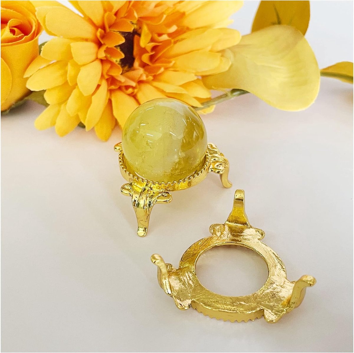 Crystal ball houder 2pcs - metalen standaard - goudkleurig - voor 30-60mm ballen - ShopVlot