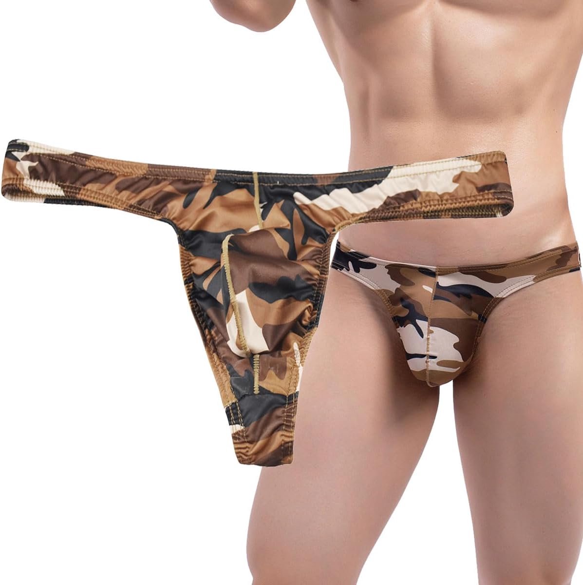 Heren sexy camouflage ondergoed - lage hoogte bruin - 1 stuk - comfortabel voor sport - ShopVlot