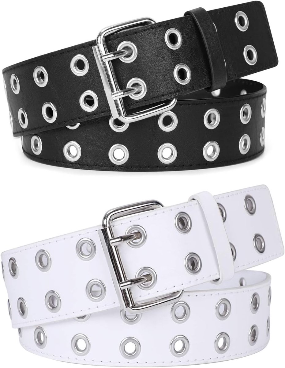 Punk Riem Unisex 105cm - Goud+Zwart - Dubbele Gat - Perfect voor Gothic Outfits - ShopVlot