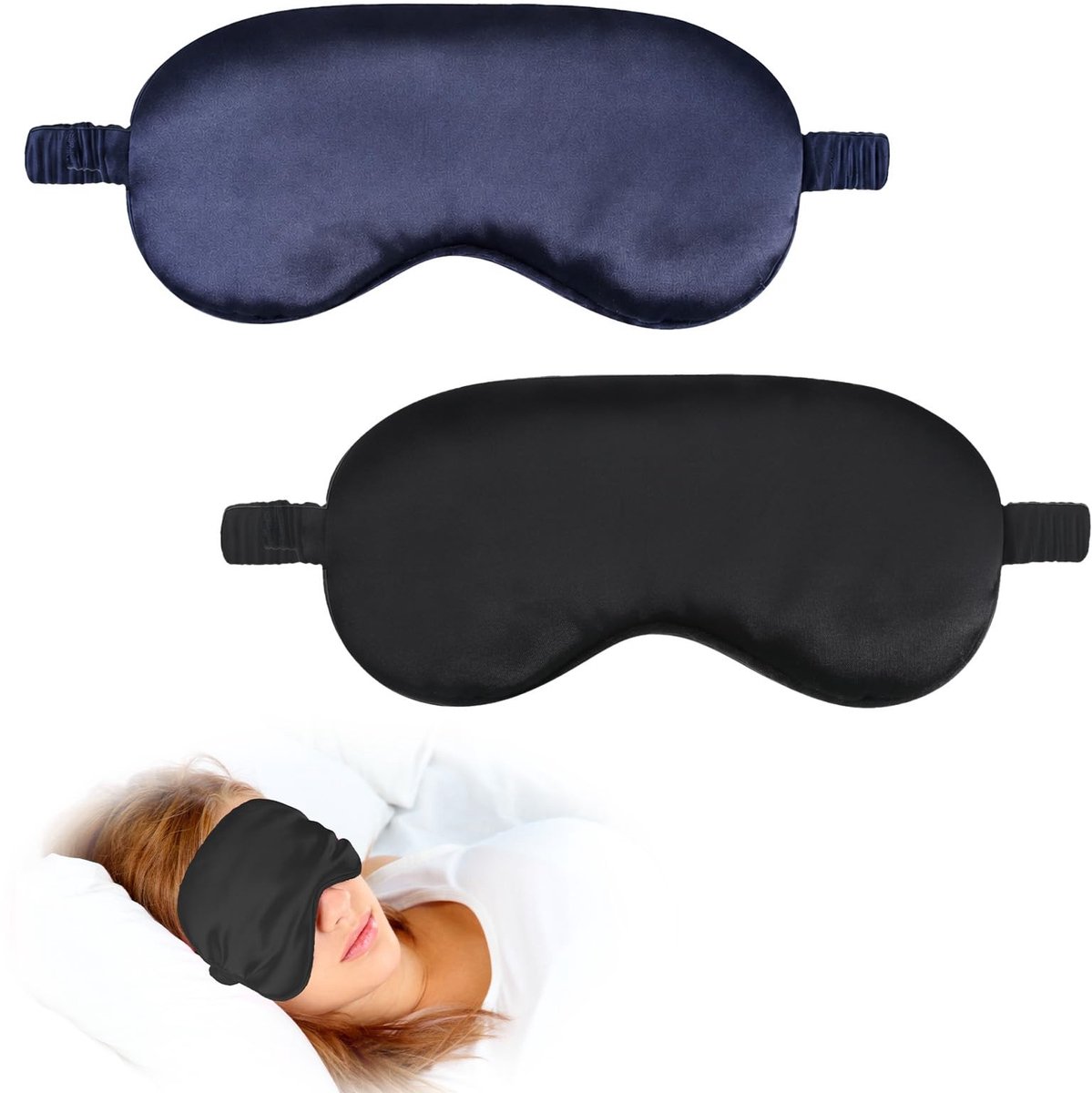 Solidchoice - Zacht Zijde Slaapmasker voor Dames, 2 Stuks