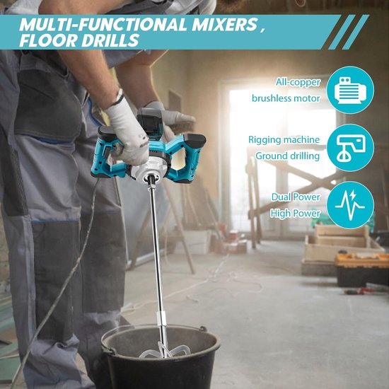 Draadloze Mortelmenger 3200 W - Multifunctionele Betonmixer met 6 Snelheden - Ergonomische Handgreep voor Precisie - ShopVlot — afbeelding 2