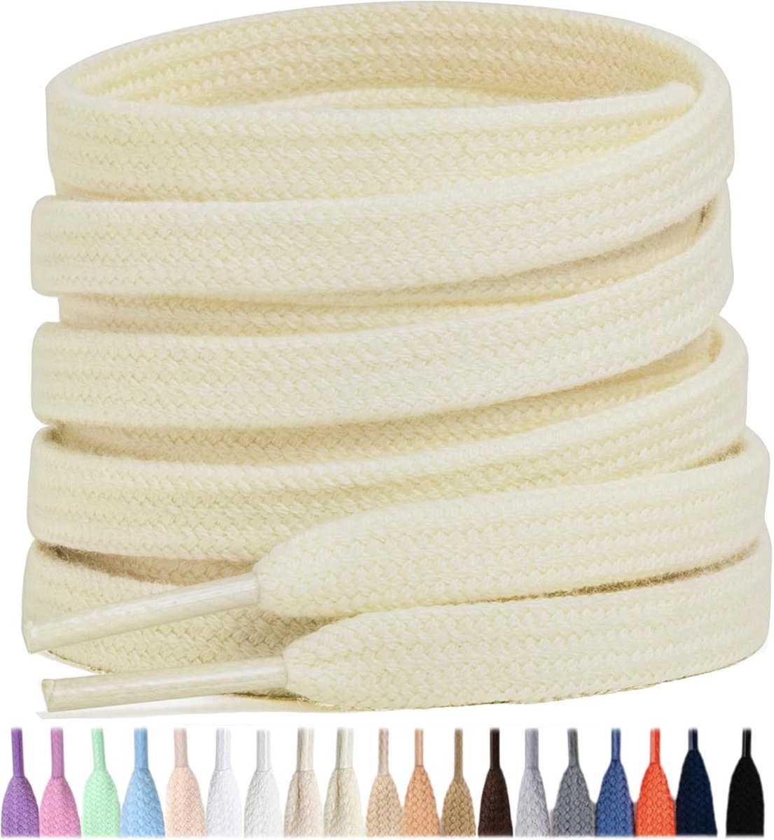Schoenveters 8 mm - 100% katoen - scheurbestendig - perfect voor sneakers - ShopVlot