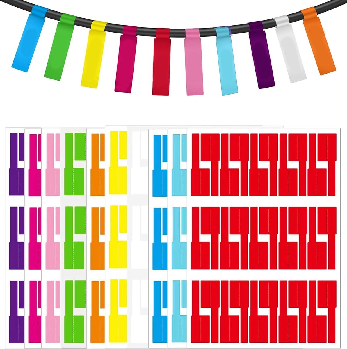 Kabellabels zelfklevend - 10 vel waterdicht synthetisch papier - scheurbestendig voor thuiskantoor - ShopVlot