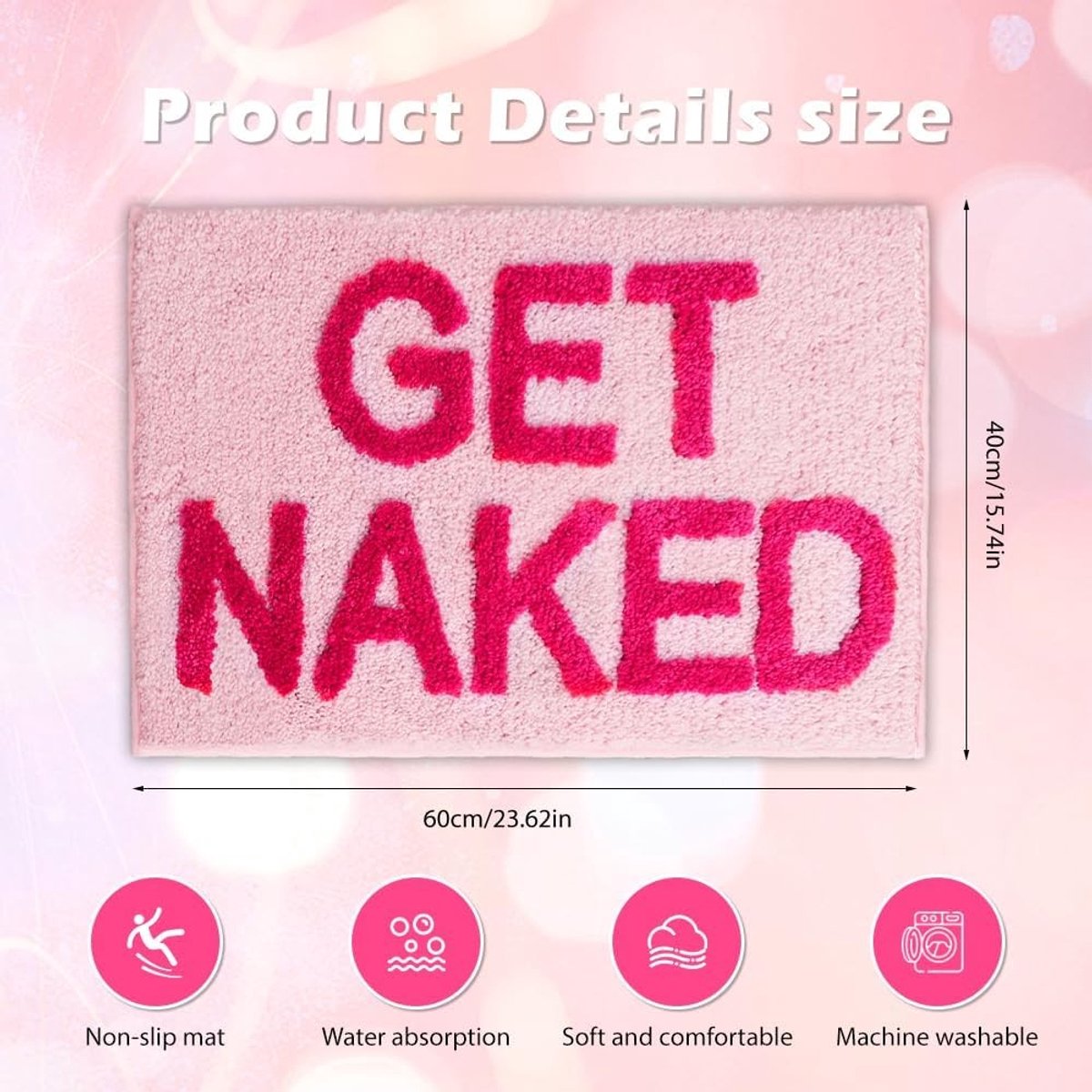Zachte en Absorberende Badmat 40 x 60 cm - Antislip, Wasbaar en Sneldrogend voor Badkamer en Douche, Roze Kleur