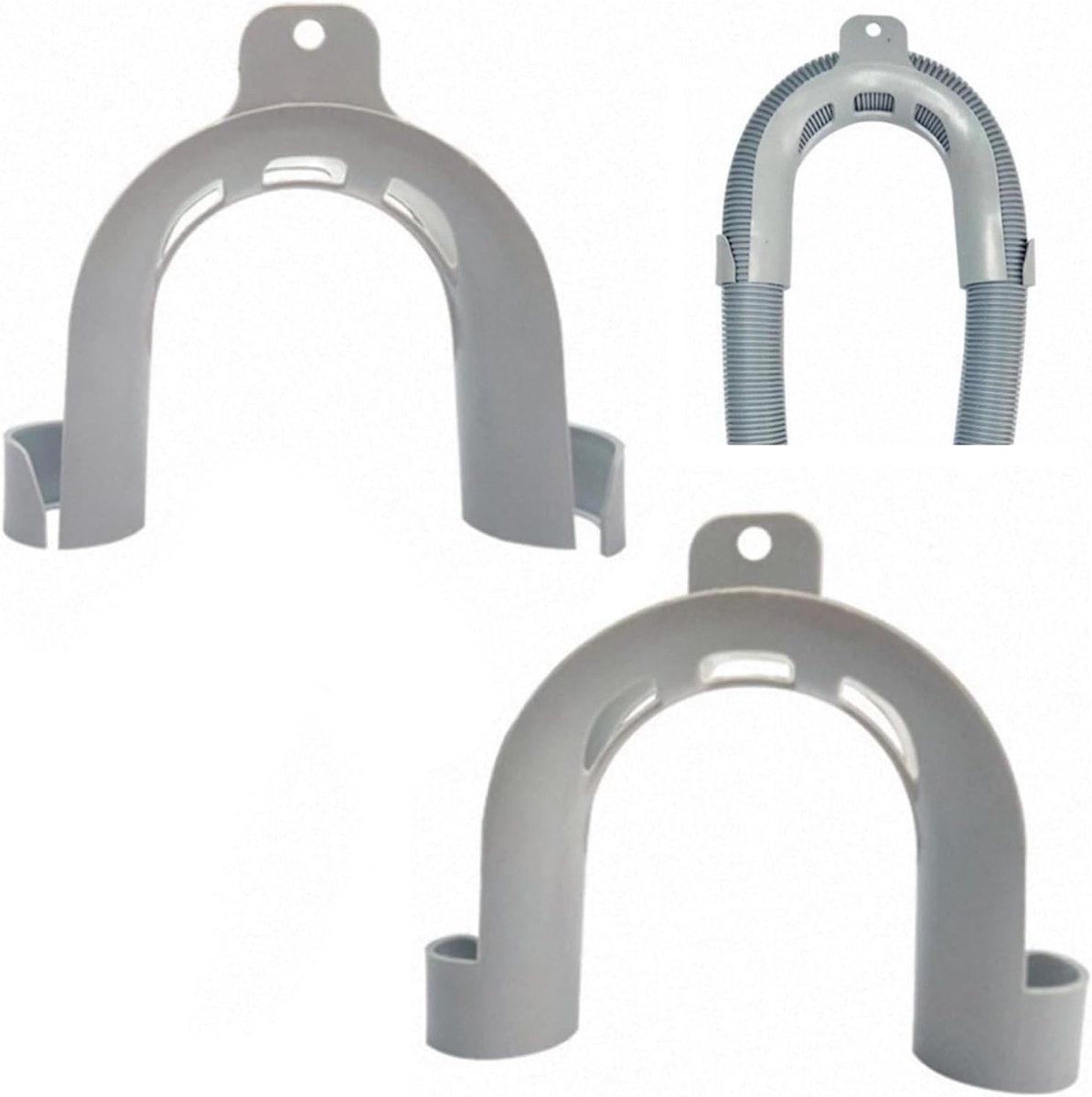 2 Pcs Washing Machine Hose Holder, Mounting Arch, Universal Hanging Curved Drain Hose, Mounting Arcs, U-Shaped Support - ShopVlot