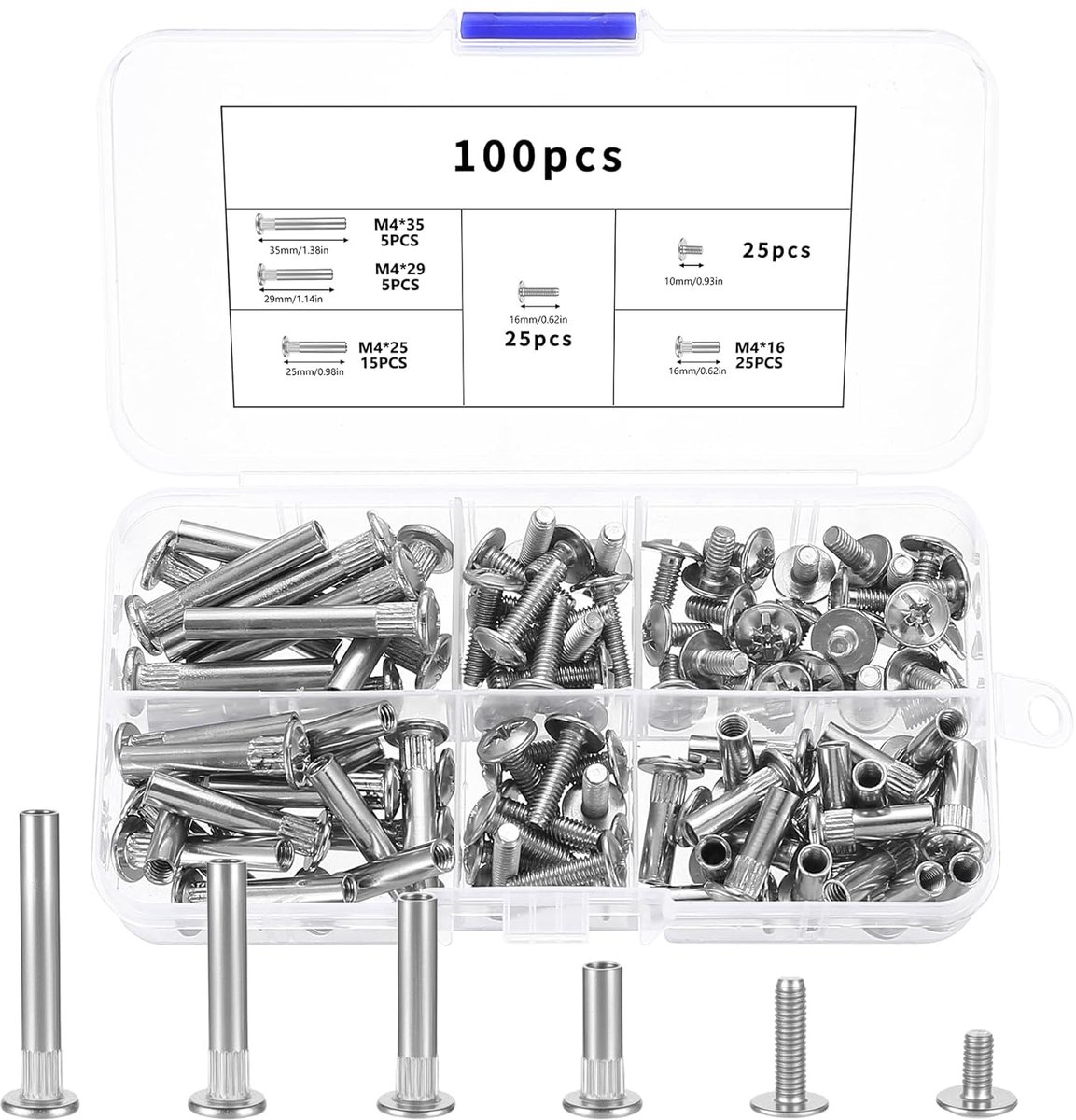 100pcs M4 Connectors (50 x for Furniture, 50 x ), Attachment of Connectors 17-47 mm for Furniture, Cabinets, Wooden - ShopVlot