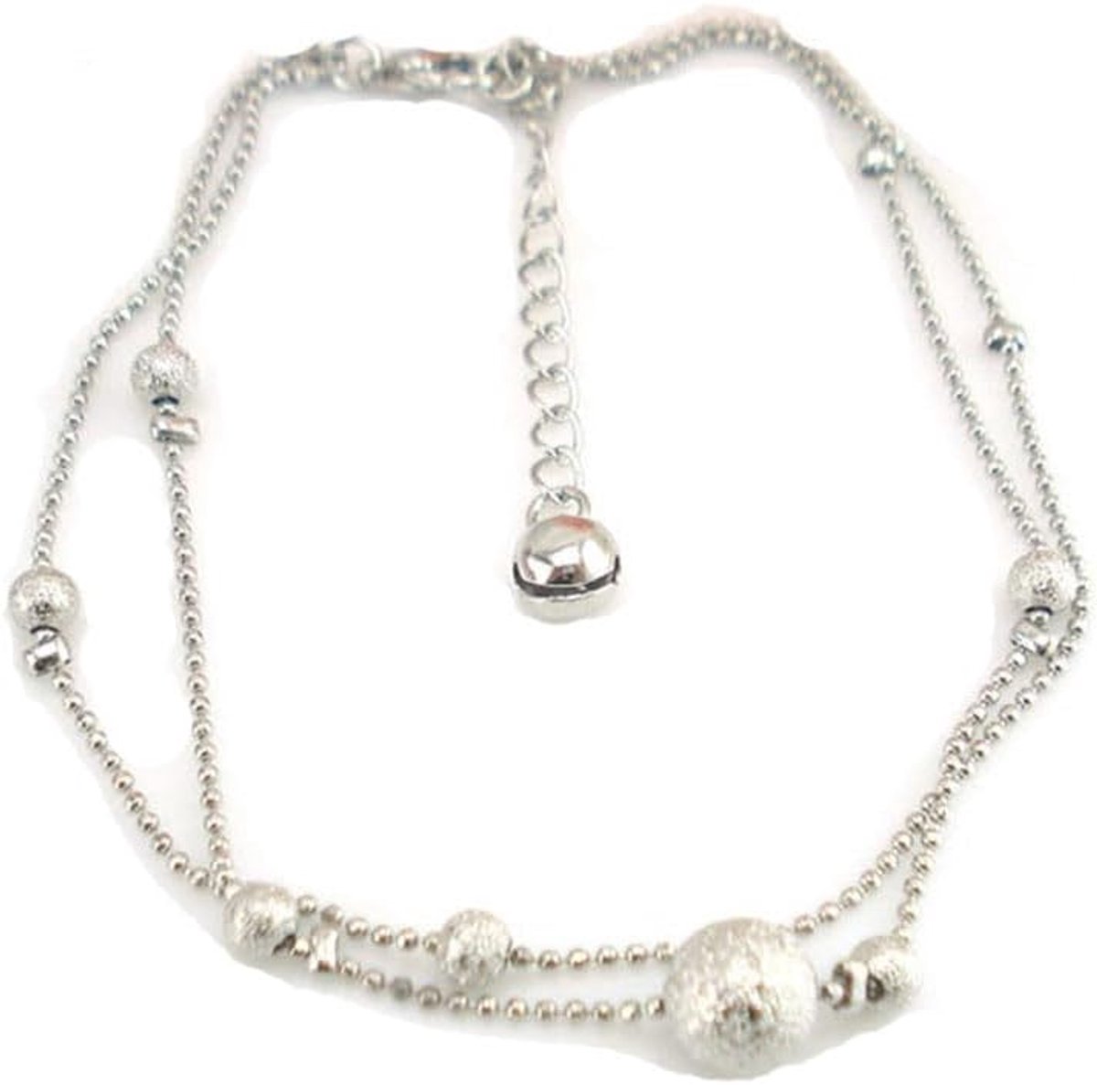 Anklet Anklet 925 Sterling Silver Adjustable Double Chain Anklet Beach Foot Jewellery 22 cm Sterling Silver Without - ShopVlot