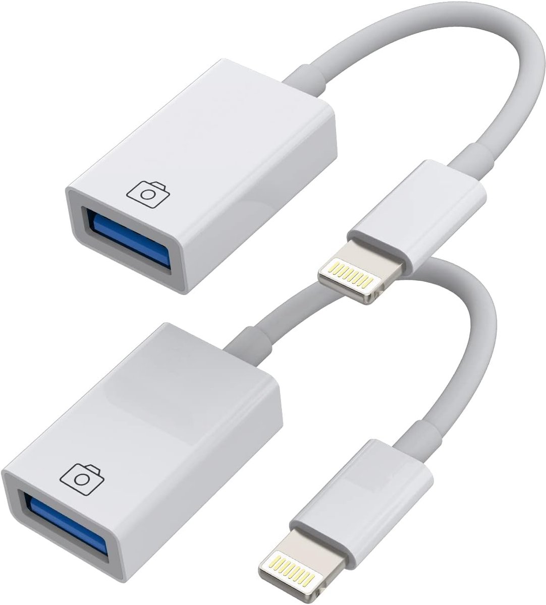 voor iPhone OTG Adapter Dongle Lightning Mannelijk naar USB Vrouwelijk Converter Kabel (2 Pack) voor Apple 14 13 12 11 - ShopVlot