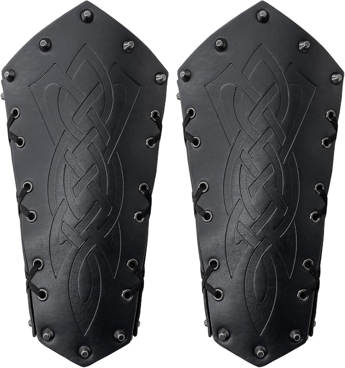 2 Pieces Medieval Bracers Leather Arm Guards Viking Embossed Glove Cuff Vintage Archery Arm Bracelet Men's Leather - ShopVlot