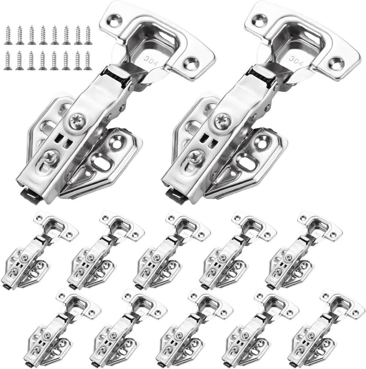 14pcs Soft Close Hinges, 304 Stainless Steel Cabinet Hinge 110 Degree Soft Close Switch Cabinet Door Hinge Pot Hinge - ShopVlot