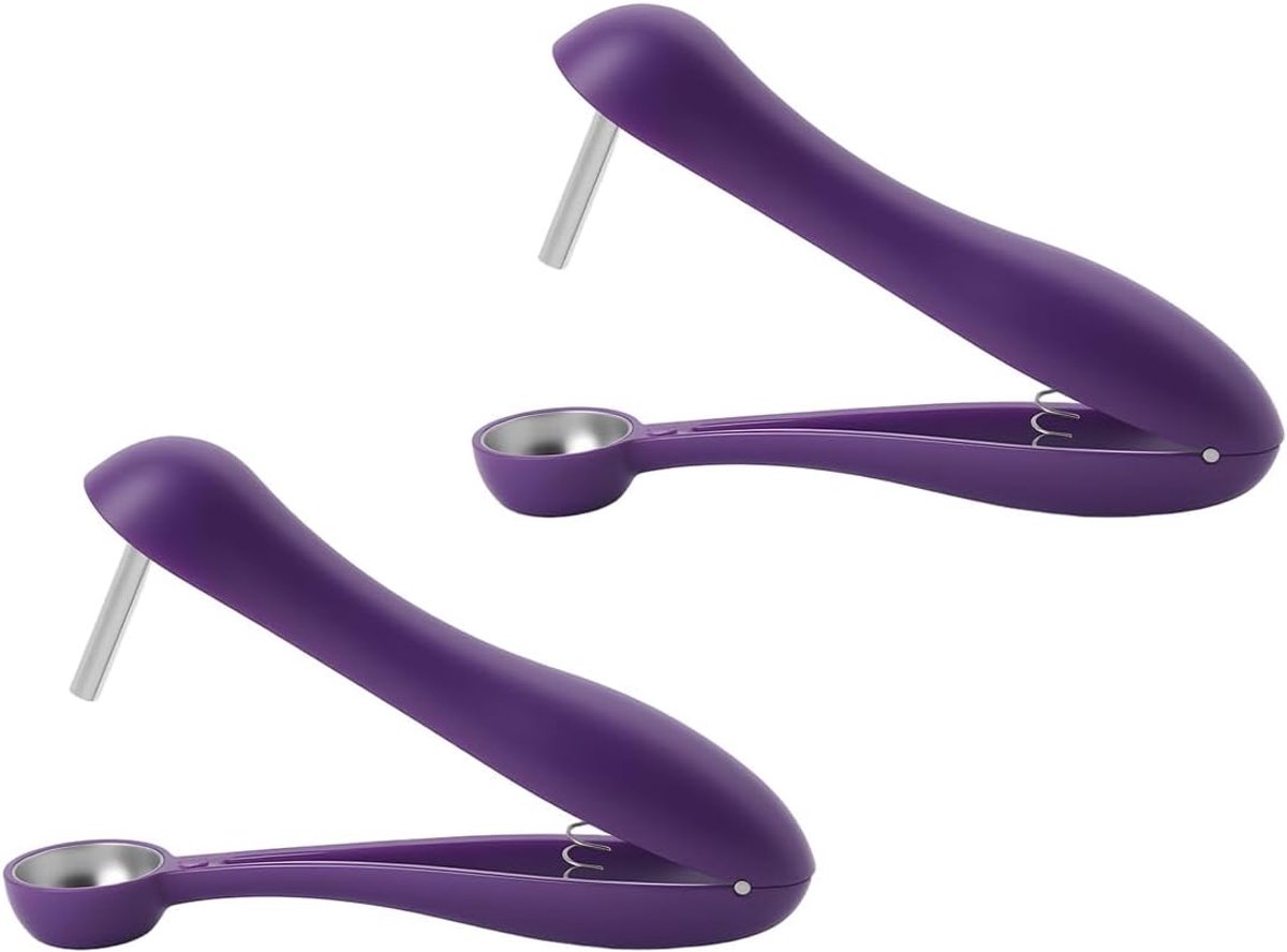 2 pcs cherry pitter with curved handle, suitable for cherry, hawthorns, olives, dates, etc. (purple) - ShopVlot