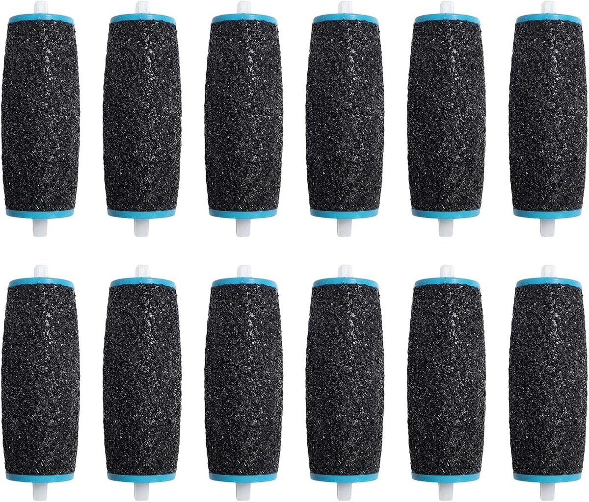 Set van 12 Vervangrollen voor Pedicure Accessoires - Zwart, Geschikt voor Scholl Peelingapparaat, Ideaal voor Voetverzorging en Eeltverwijdering