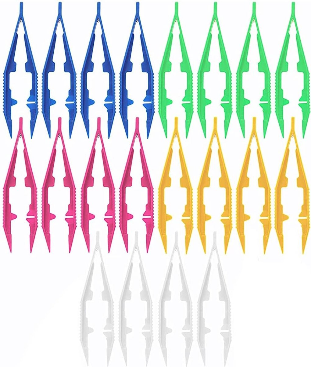 Plastic pincetten voor eerste hulp - 20 stuks, 10 cm lange pincetten voor Perler beads en handgemaakte DIY knutselprojecten