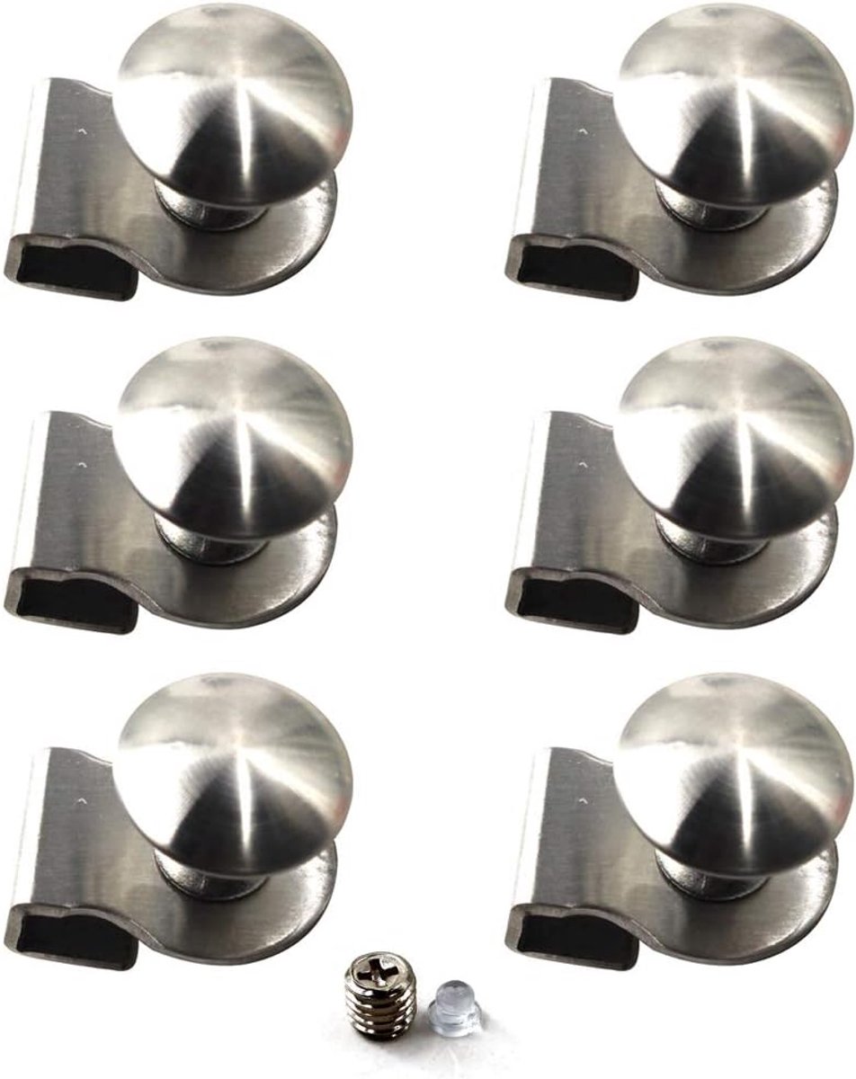 Glass Door Knob Stainless Steel Cabinet Handle Pull Glass Clamp (Pack of 6) - ShopVlot