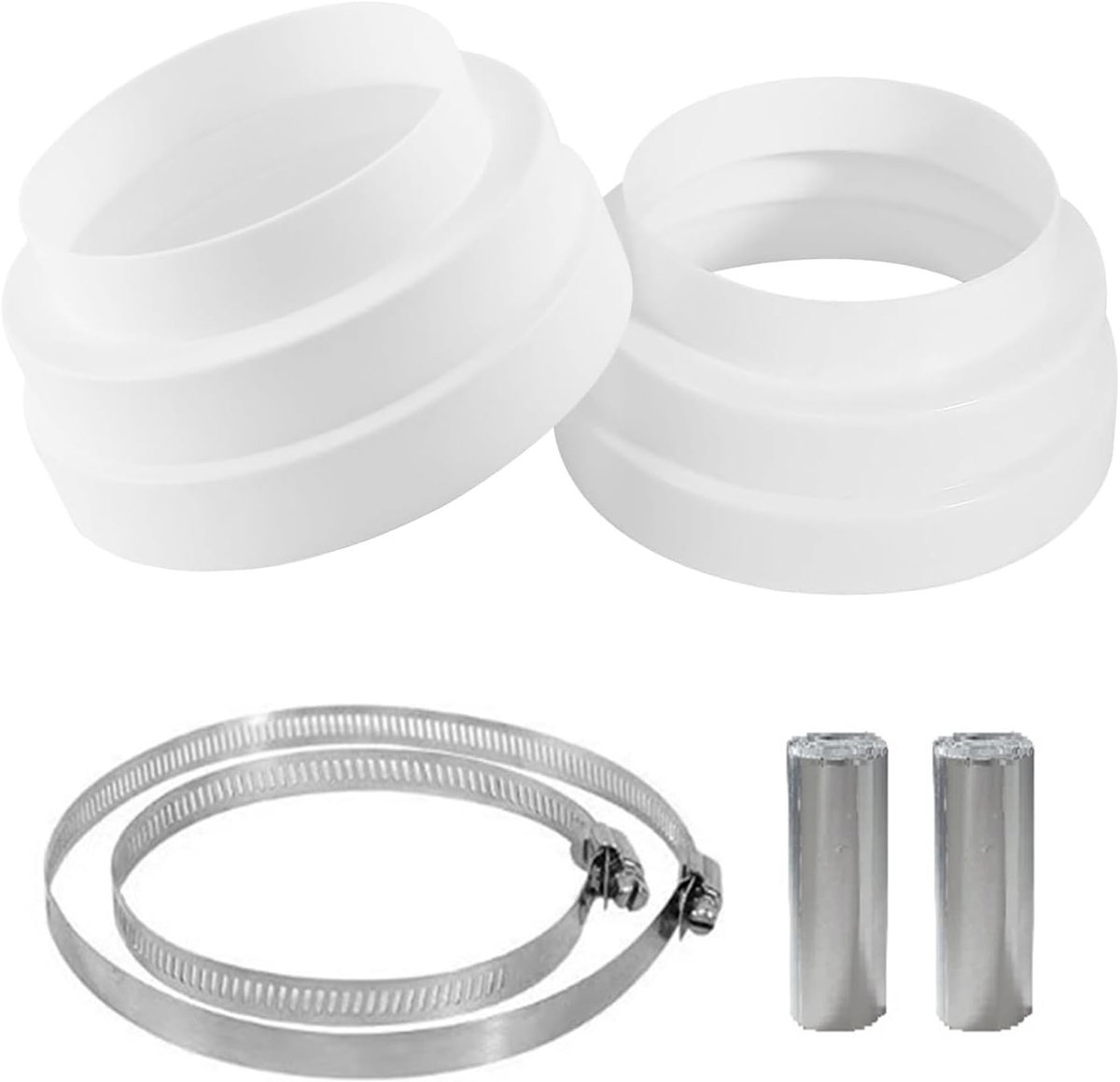 2 pcs reducer connectors with 2 stainless steel hose clamps and 2 rolls of aluminum band for round tube ventilation - ShopVlot