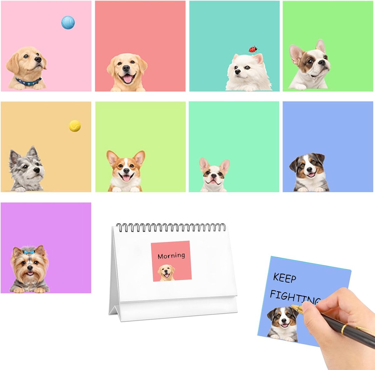 450 Stuks Honden Sticky Notes, Zelfklevende Memoblaadjes met Schattige Cartoon Honden, Kleurrijke Memo Briefjes 7,5 x - ShopVlot