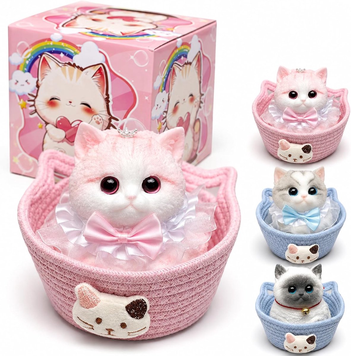 Squishy Kat, 15 cm TPR anti-stress speelgoed, voor bureaudecoratie, stressvermindering en cadeau-idee, met gebreide - ShopVlot
