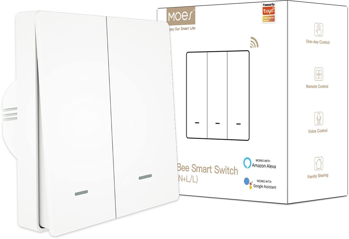 MOES Smart Wall Switch Compatible with Tuya Zigbee, 2-Way Wireless Neutral Conductor or Capacitor Required, White - ShopVlot