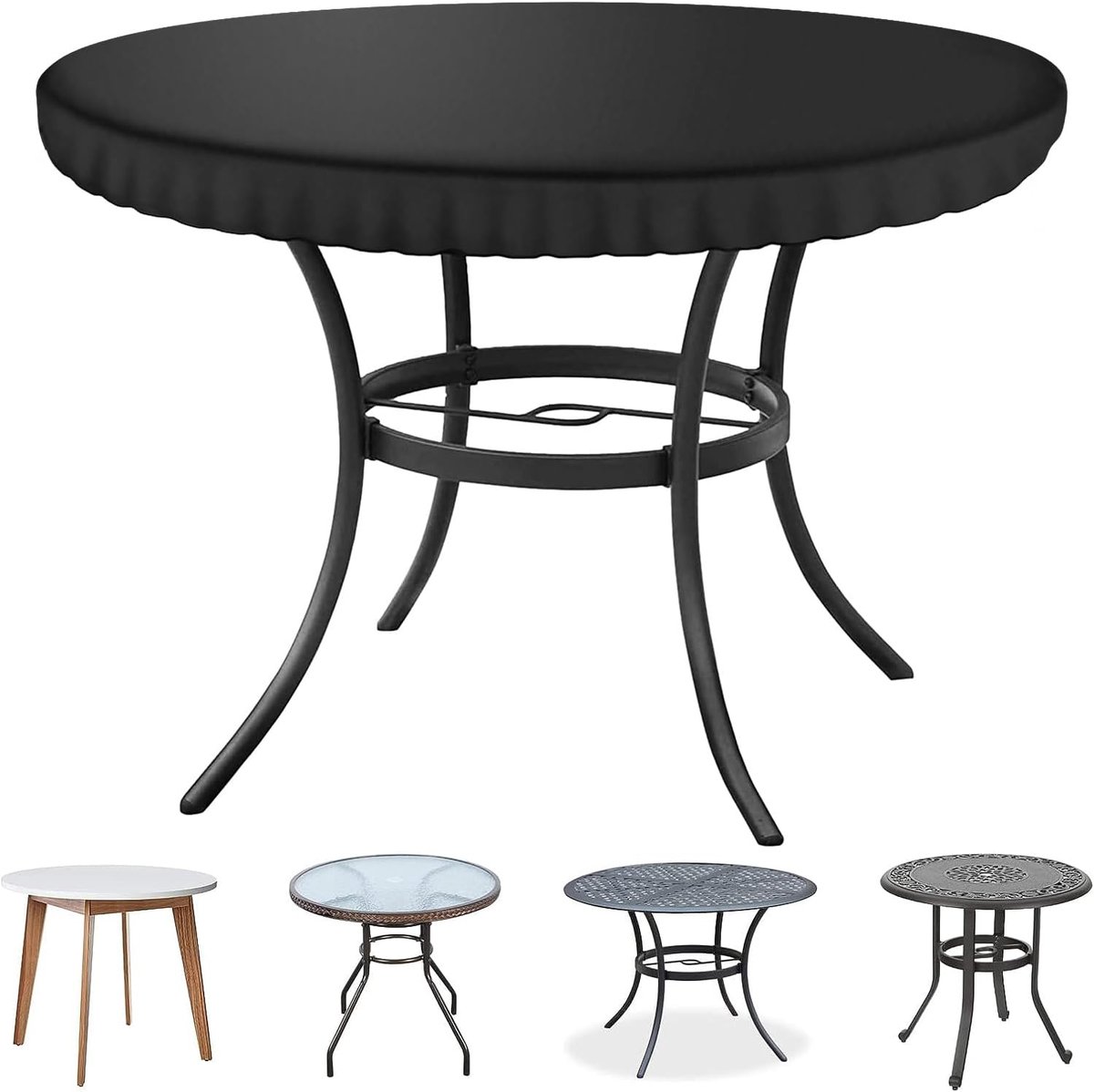 Kovshuiwe Diameter 122 x 10 cm, ronde tafelluifel, terrastafelafdekking, tuinmeubelafdekking voor binnen en buiten - ShopVlot