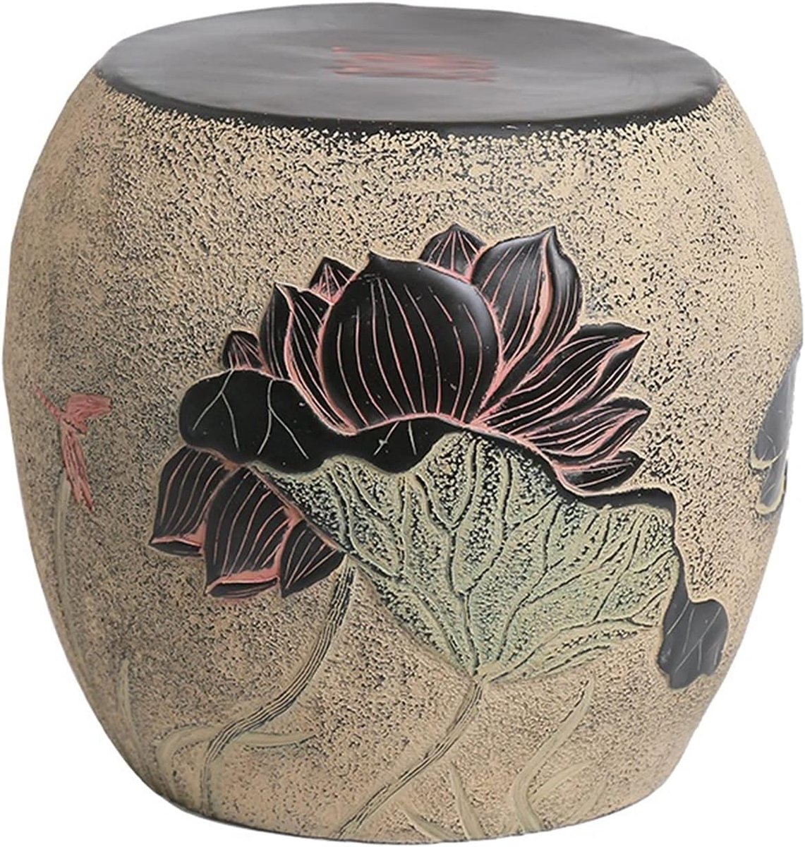 Chinese Art Antique Stool, Creative Lotus Flower Small Low Stool, for Garden Terrace, Foyer Shoe Change Stool (Color : - ShopVlot